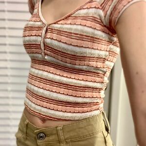 Fitz + Eddi Striped Henley Top Buckle size xxs